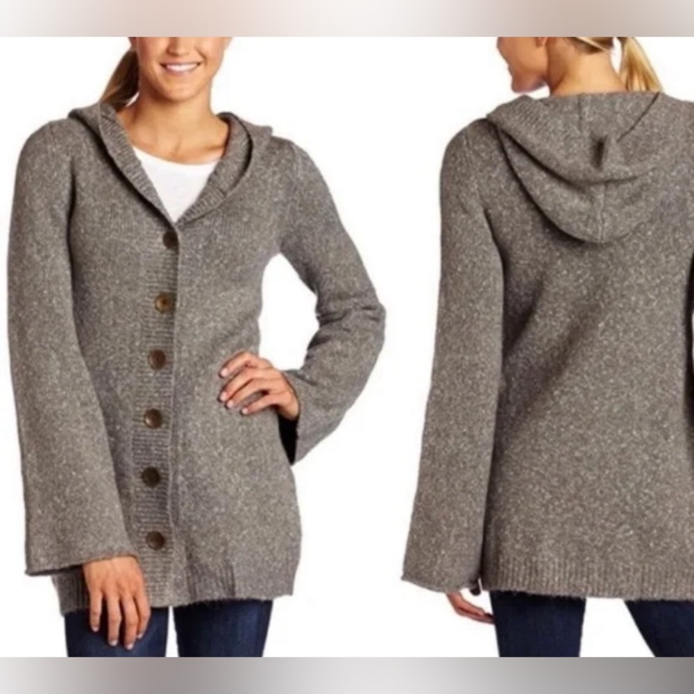 EUC Prana Breathe hooded button down bell sleeve sweater size Medium